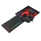 Redragon 4-in-1 Keyboard | Mouse | Mousepad | RGB Headset Gaming Combo-Wolf Media Store