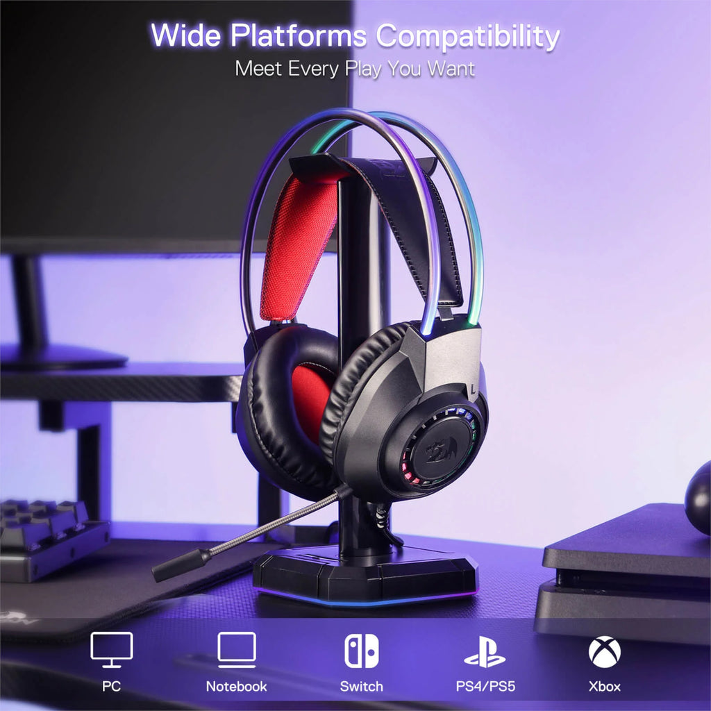 Redragon SCREAM Over-Ear RGB Gaming Headset - Black-Wolf Media Store