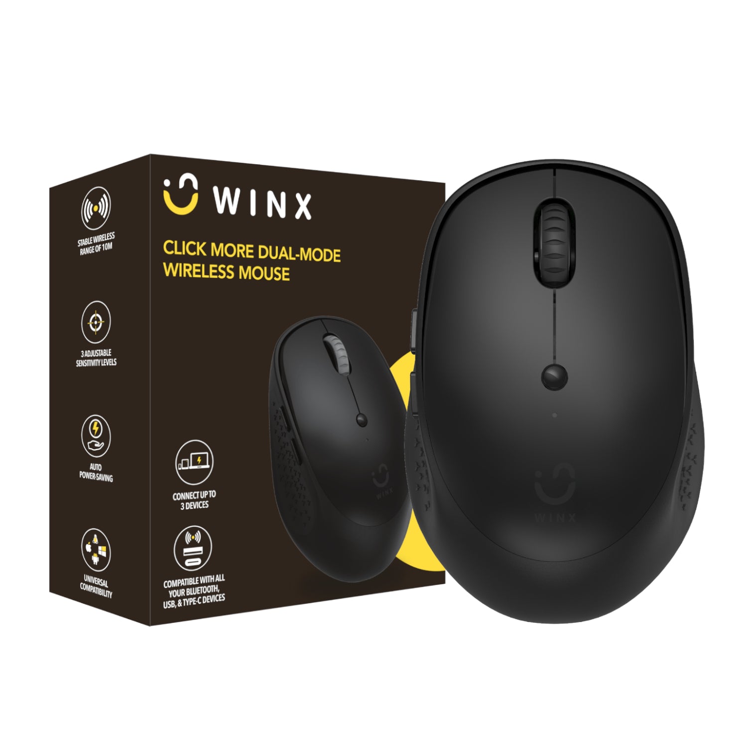 WINX CLICK More Dual-Mode Wireless Mouse - Black-Wolf Media Store